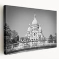 Parisian street scene on stretched canvas with muted earth tones, ideal for kitchen wall art.