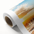 Art Deco style poster of an Icelandic landscape on rolled canvas, suited for nursery wall art or dining room decor.
