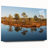 Large abstract wall art of a European scenery in Latvia on acrylic glass, featuring muted earth tones.