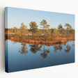 Large art depicting a European Latvia scenery on stretched canvas, in muted earth tones, ideal for kitchen wall decor.