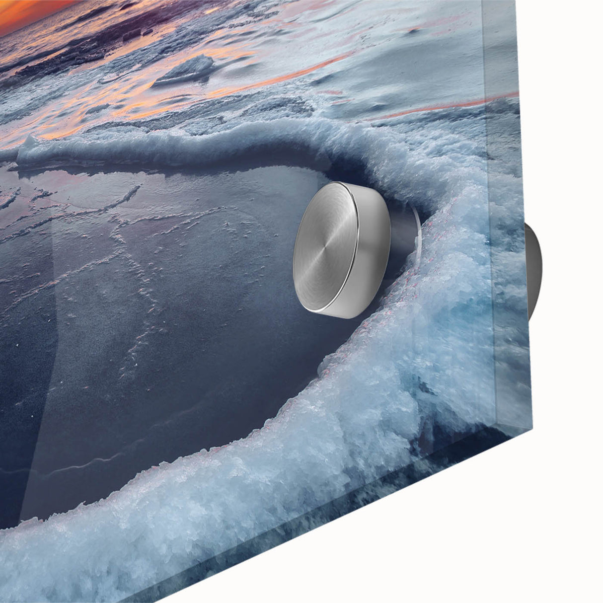 Large abstract wall art depicting a Lithuanian landscape in muted earth tones on acrylic glass, ideal for dining room art.