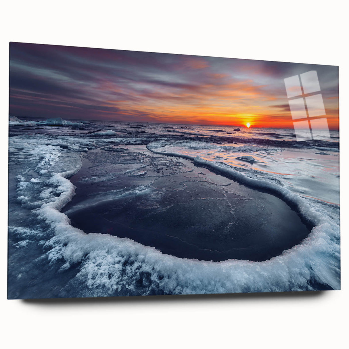 Large abstract wall art of a Lithuanian landscape in muted earth tones on acrylic glass.