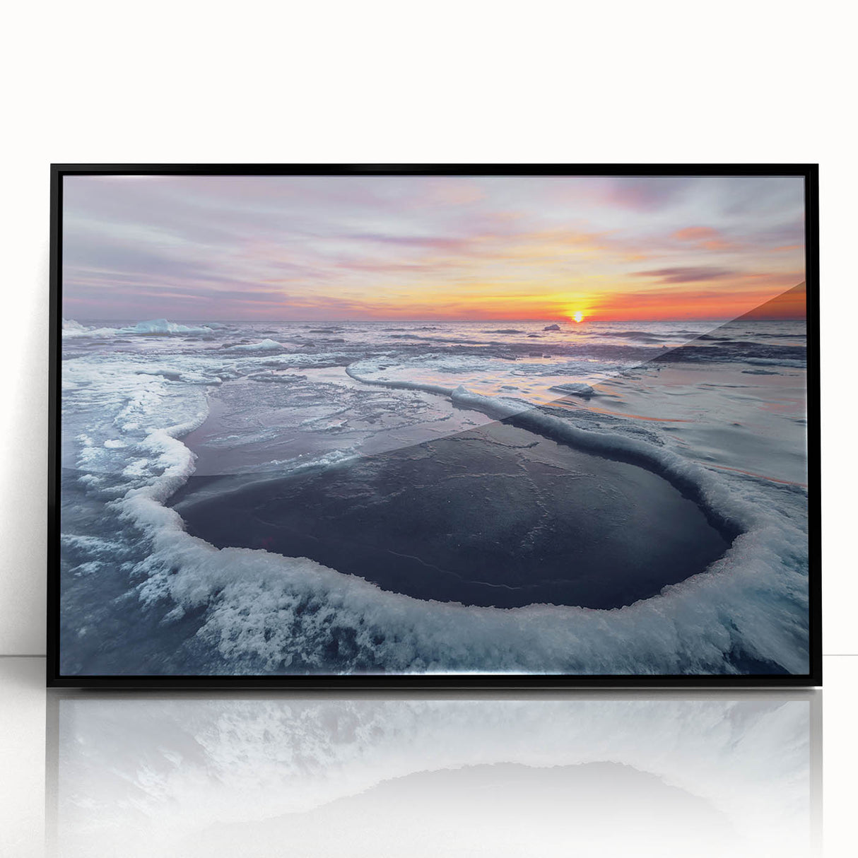 Large abstract wall art depicting a European Lithuanian landscape in muted earth tones.
