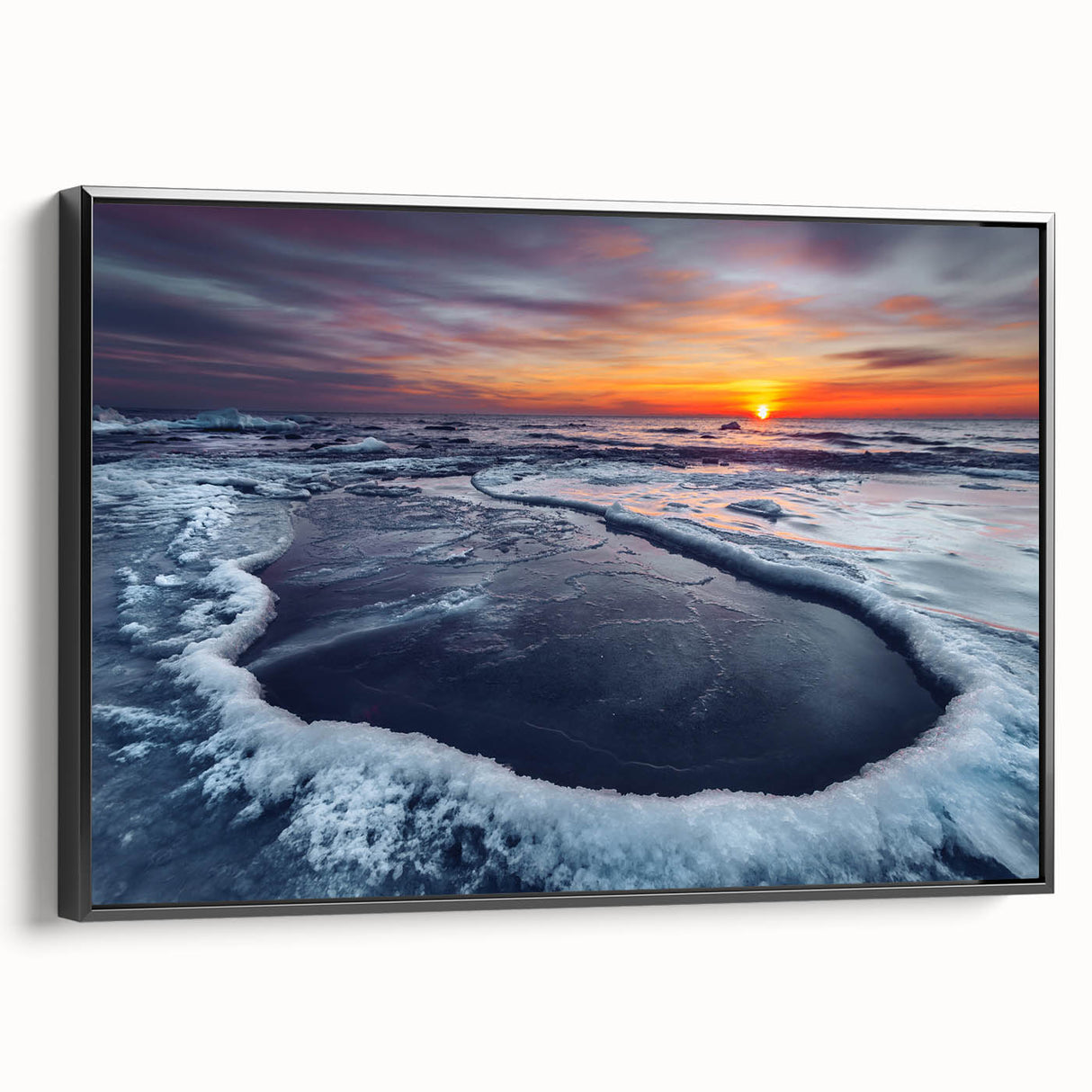 Black and white framed canvas of a vintage Lithuanian landscape, ideal for bedroom wall art.