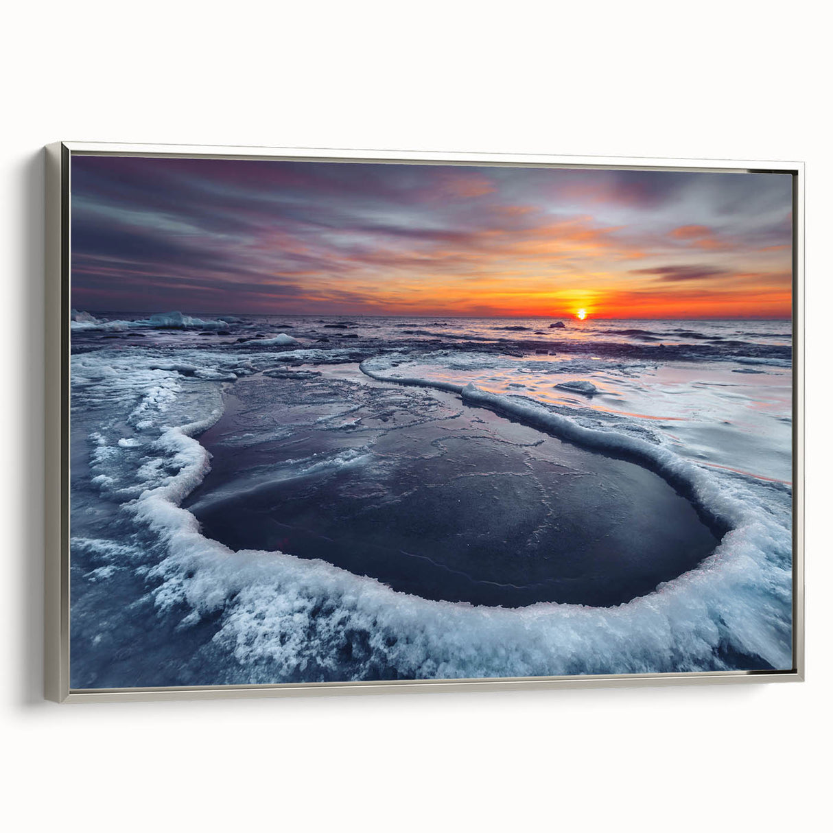 Landscape art painting of a European scenery in Lithuania on a framed canvas.