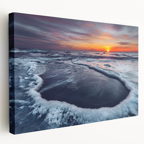 Large canvas print of a Lithuanian landscape in muted earth tones, ideal for kitchen wall art.