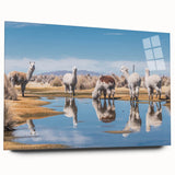 Large abstract depiction of Bolivian scenery in muted earth tones on acrylic glass, suitable for bedroom or dining room art.