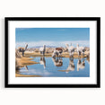 Extra large abstract art print of a colorful, textured Bolivian landscape on a black framed canvas.