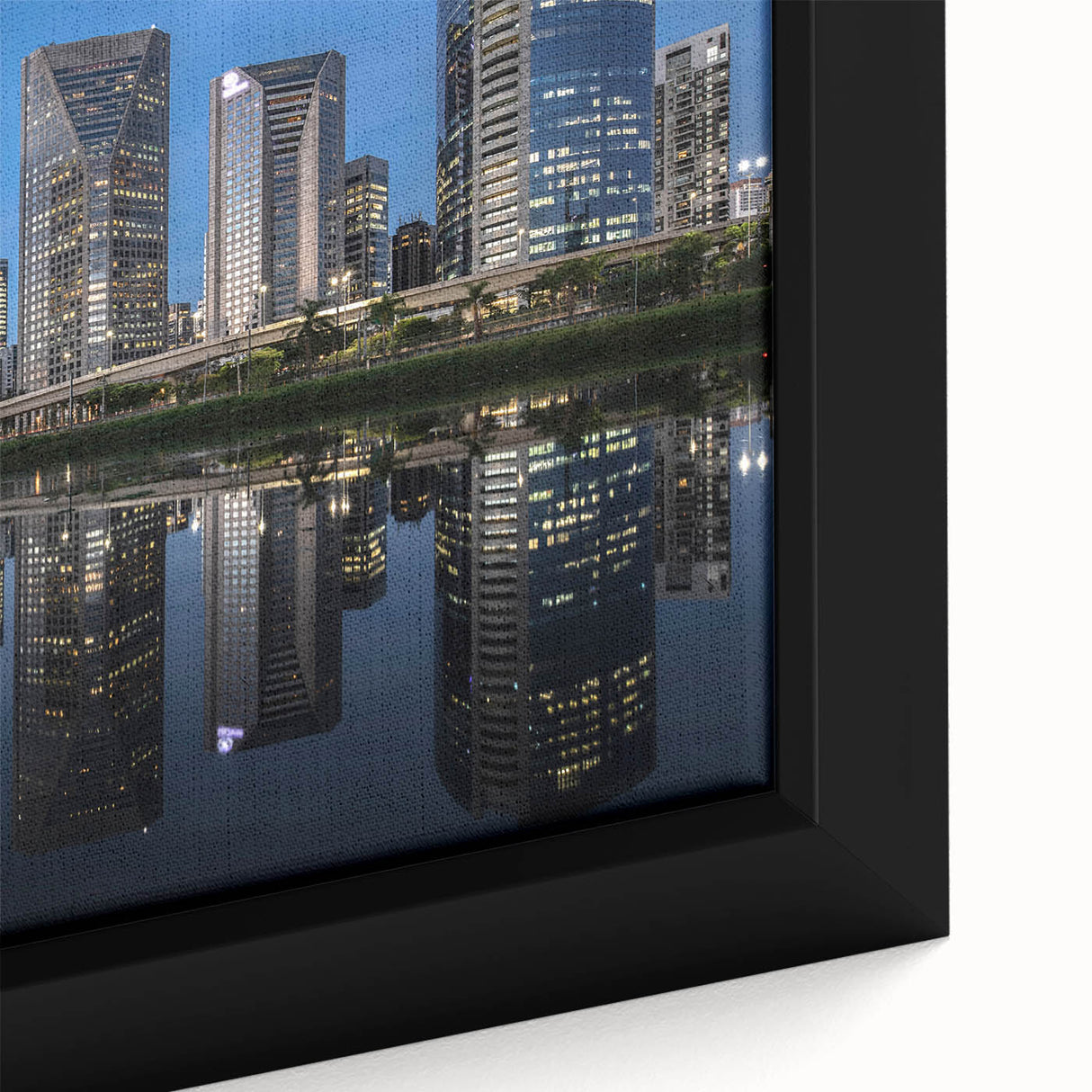 Extra large framed canvas featuring a textured depiction of a Brazilian landscape in vibrant colors.