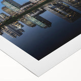 Art deco poster of a Brazilian landscape in vibrant green and blue tones on rolled canvas, suitable for dining room wall art.