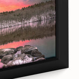 Textured black wall art featuring a vibrant Connecticut scenery on a framed canvas, ideal for living room decor.
