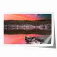 Scenic Connecticut landscape on rolled print, featuring soft blue and green hues, ideal for dining room wall art.
