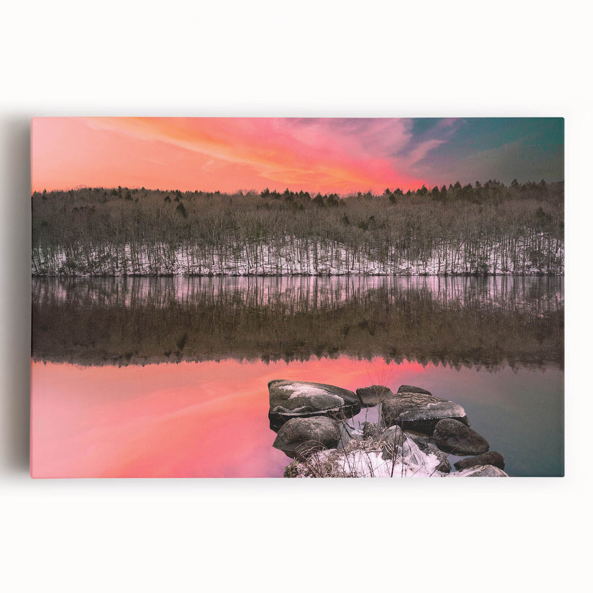 Black and white photograph of Connecticut scenery on stretched canvas, ideal for kitchen wall art.