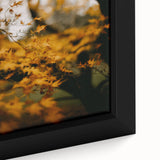 Extra large framed canvas featuring textured, colorful art depicting fall, ideal for living room decor.