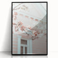 Large abstract wall art featuring swirling blue and green hues on a black acrylic framed print.