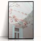 Large abstract wall art featuring swirling blue and green hues on a black acrylic framed print.