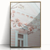 Large framed acrylic print of a mid-century modernist spring scene with pastel shades, ideal for nursery wall art.