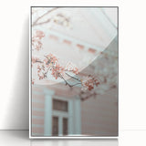 Art deco poster of spring season in pastel shades on white acrylic, framed, ideal for nursery wall art.