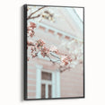Black and white vintage poster art on framed canvas depicting a spring landscape, ideal for bedroom wall decor.