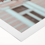Art deco poster of a spring scene in pastel shades on rolled canvas, suitable for dining room wall art.