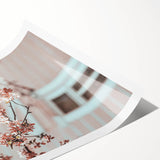 Extra large rolled canvas featuring line art flowers in soft pastel shades, ideal for large living room wall art.