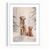 Abstract art print featuring swirling blue and white patterns, framed in white, ideal for dining room decor.