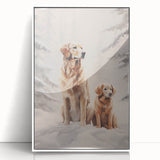 Art deco poster featuring a winter scene in muted blue and white tones on a framed acrylic, ideal for nursery wall decor.