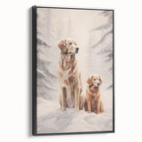 Black and white vintage poster art on framed canvas depicting a winter landscape, ideal for bedroom decor.