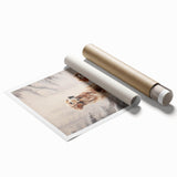 Extra large rolled print featuring muted blue and white floral art.