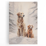 Winter-themed black and white stretched canvas displaying a serene snowy landscape, ideal for kitchen art.