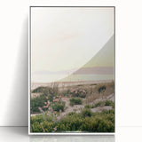 Art deco poster featuring a stylized summer scene in pastel shades on a white acrylic frame, ideal for nursery wall art.