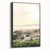 Black and white landscape art painting on framed canvas, featuring a vintage poster style, ideal for bedroom decor.
