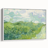 Vintage poster art of Van Gogh's painting on extra large framed canvas, featuring vibrant colors against a black background.