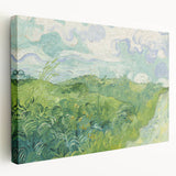 Replica of Van Gogh's Starry Night on a large stretched canvas, featuring swirling blue and yellow tones.