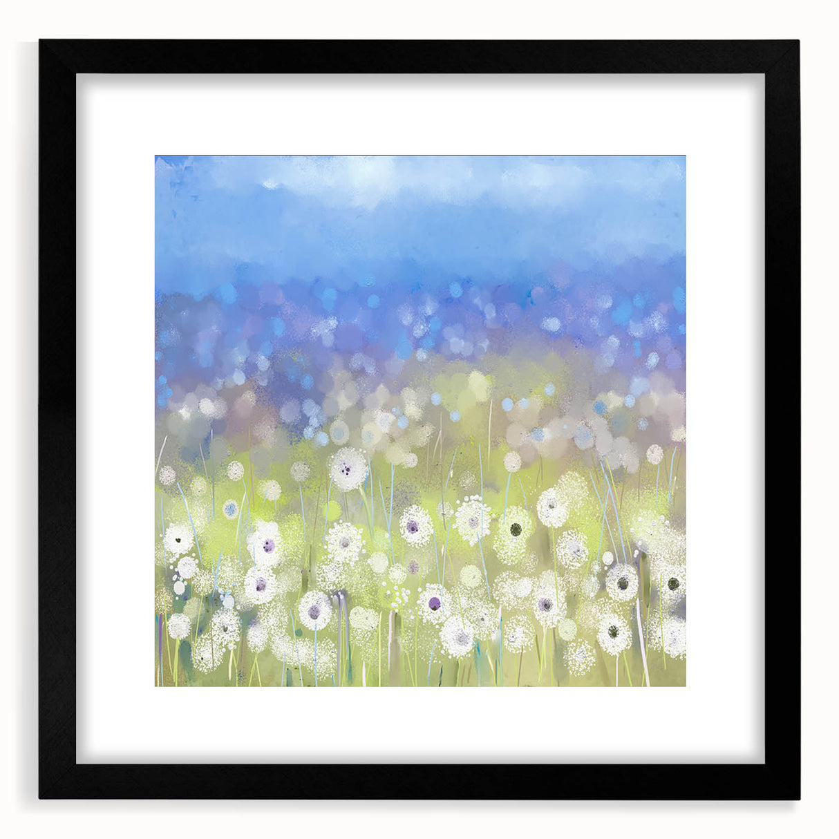 Dreamy Meadow Wall Art – Blue and Green Abstract Canvas Print