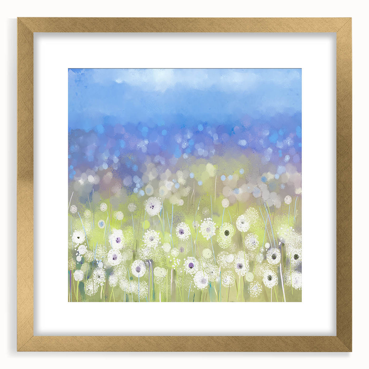 Dreamy Meadow Wall Art – Blue and Green Abstract Canvas Print