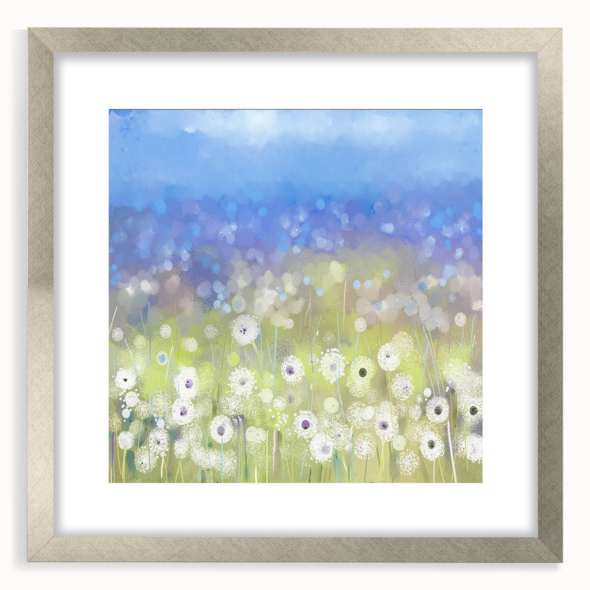Dreamy Meadow Wall Art – Blue and Green Abstract Canvas Print