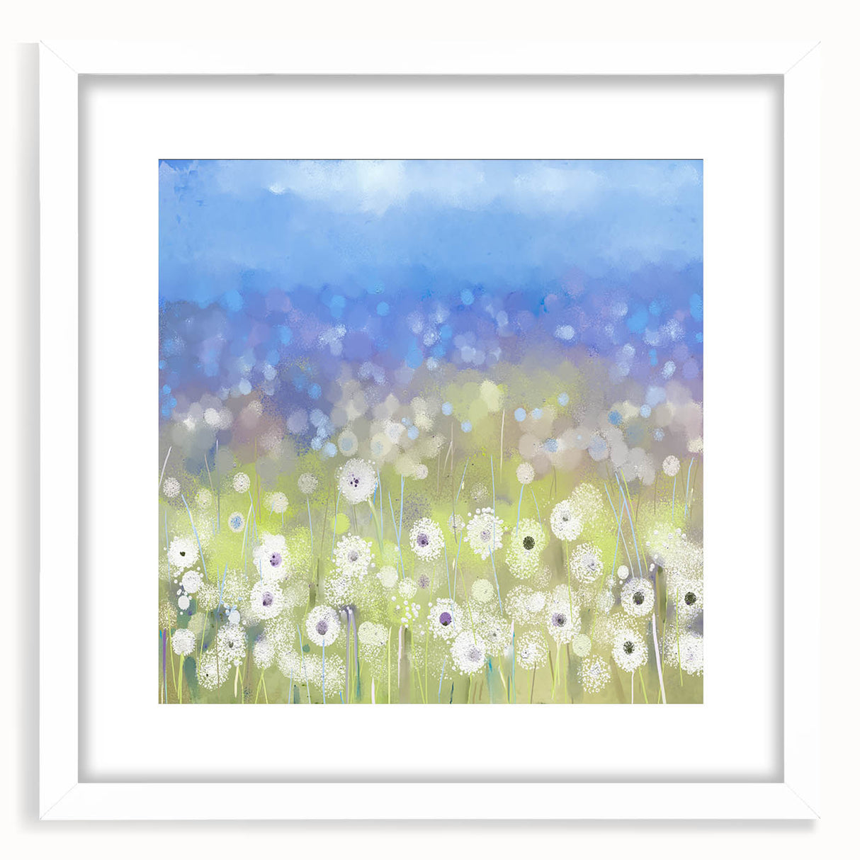 Dreamy Meadow Wall Art – Blue and Green Abstract Canvas Print