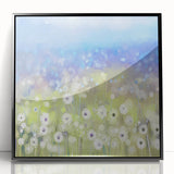 Dreamy Meadow Wall Art – Blue and Green Abstract Canvas Print