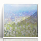 Dreamy Meadow Wall Art – Blue and Green Abstract Canvas Print