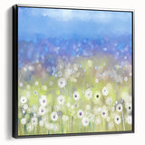 Dreamy Meadow Wall Art – Blue and Green Abstract Canvas Print