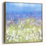 Dreamy Meadow Wall Art – Blue and Green Abstract Canvas Print
