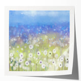 Dreamy Meadow Wall Art – Blue and Green Abstract Canvas Print