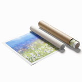 Dreamy Meadow Wall Art – Blue and Green Abstract Canvas Print