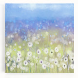 Dreamy Meadow Wall Art – Blue and Green Abstract Canvas Print