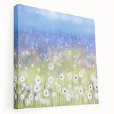 Dreamy Meadow Wall Art – Blue and Green Abstract Canvas Print