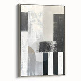 Framed minimalist abstract wall art in silver, showcasing a sleek design that enhances modern decor. Ideal for contemporary spaces, this piece adds elegance and sophistication.