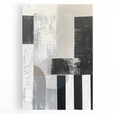 Abstract minimalist wall art on stretched canvas, showcasing soft pastel colors and geometric shapes, perfect for modern home decor. Ideal for enhancing living spaces with a contemporary touch.