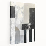 Abstract minimalist wall art in soft pastel colors, showcasing a geometric design on a stretched canvas. Ideal for modern home decor, enhancing any living space.