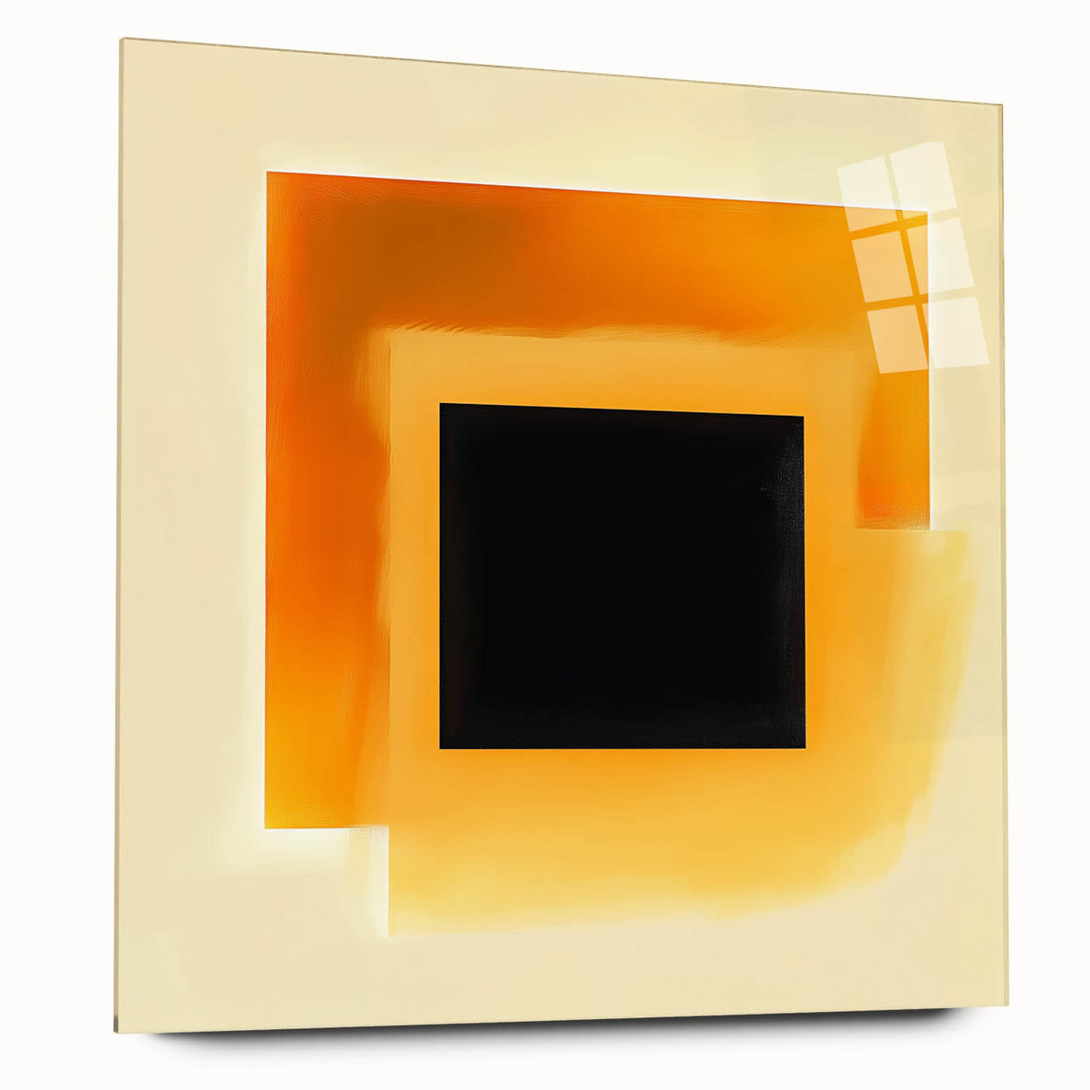 Abstract Art Prints – Black Square with Glowing Orange Gradient